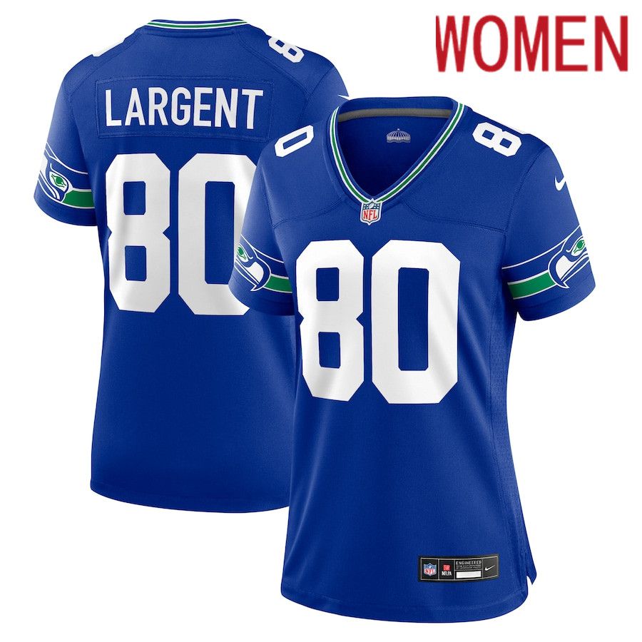Women Seattle Seahawks #80 Steve Largent Nike Royal Throwback Retired Player Game NFL Jersey